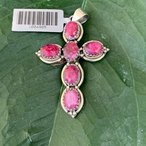 Sterling Silver .925 Cross Necklace with Vibrant Garnet Stones